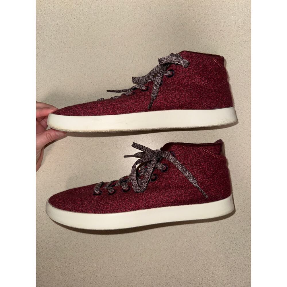 AllBirds Mens Wool Piper Mid Top Merino Wool Lace Up Sneakers Burgundy Size 9 - Picture 6 of 10